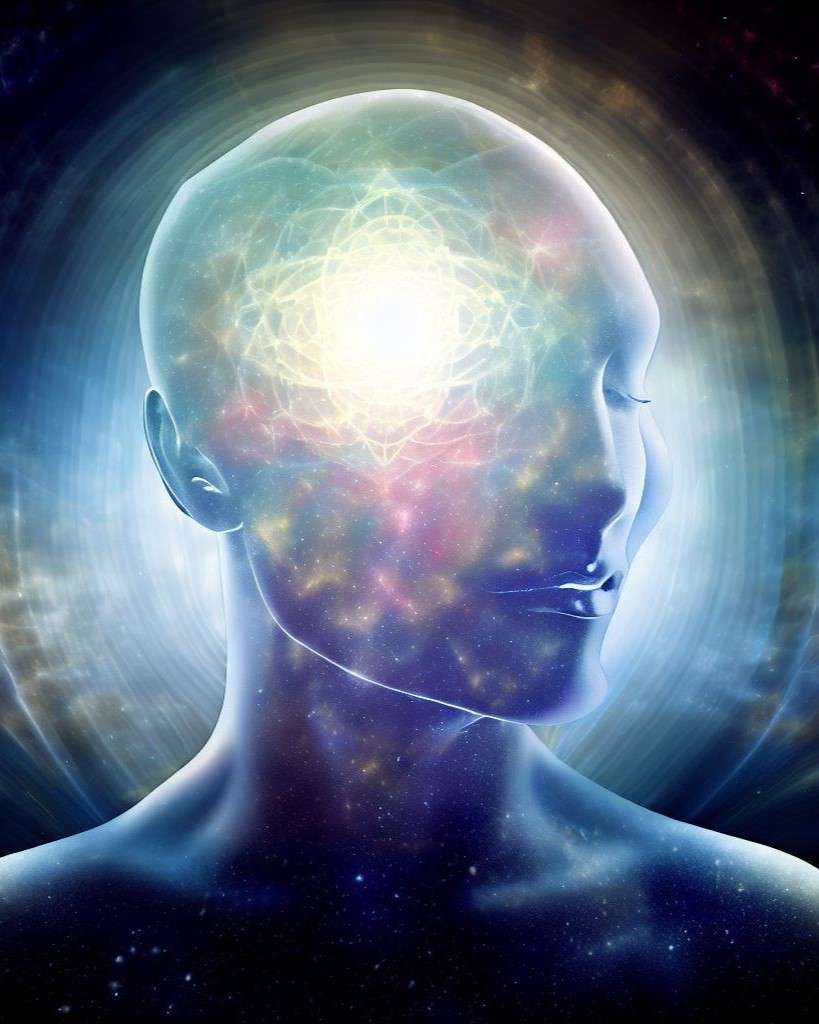 a person with a glowing head